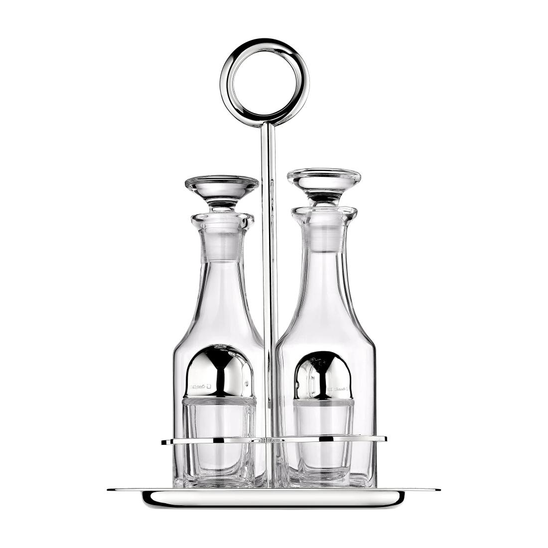 VERTIGO Silver-Plated Oil and Vinegar Cruet Set with Stand