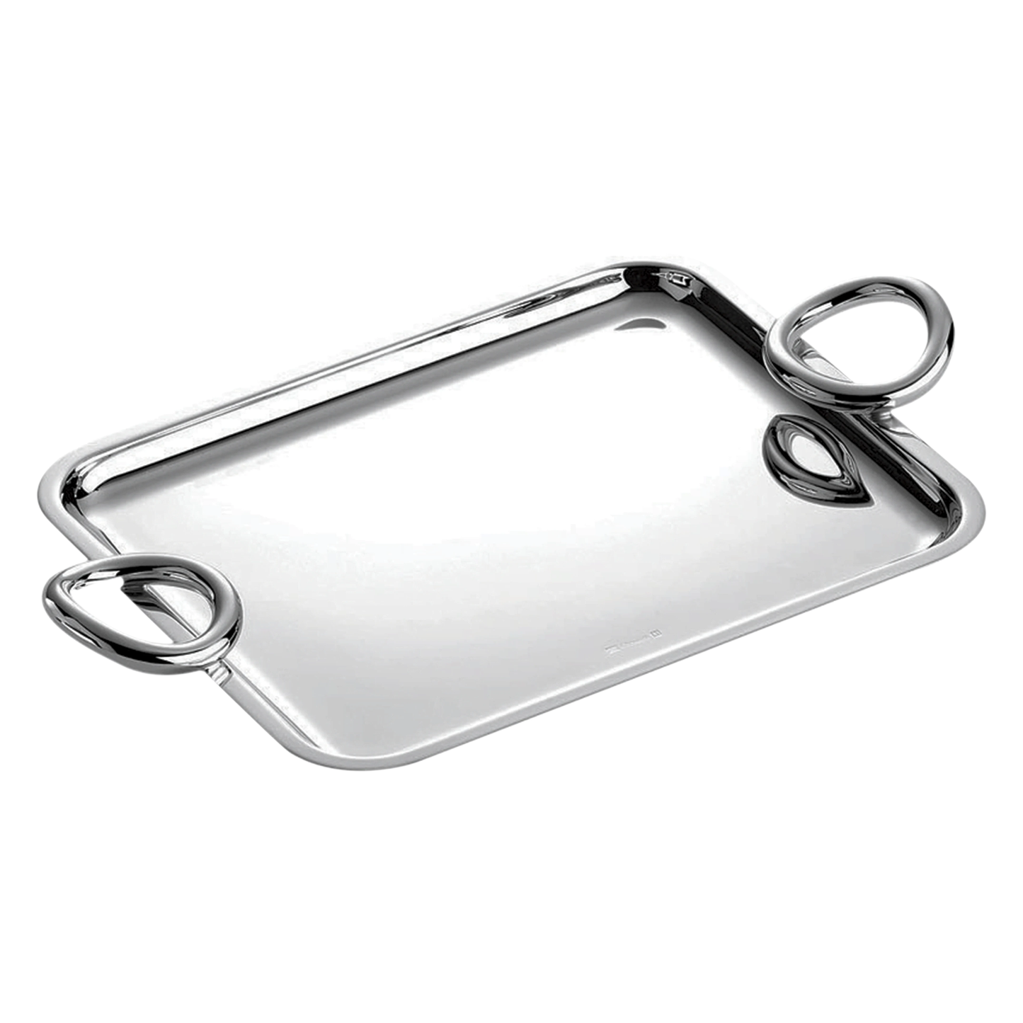 VERTIGO Silver-Plated Rectangular Tray with Handles - 20 x 16 cm