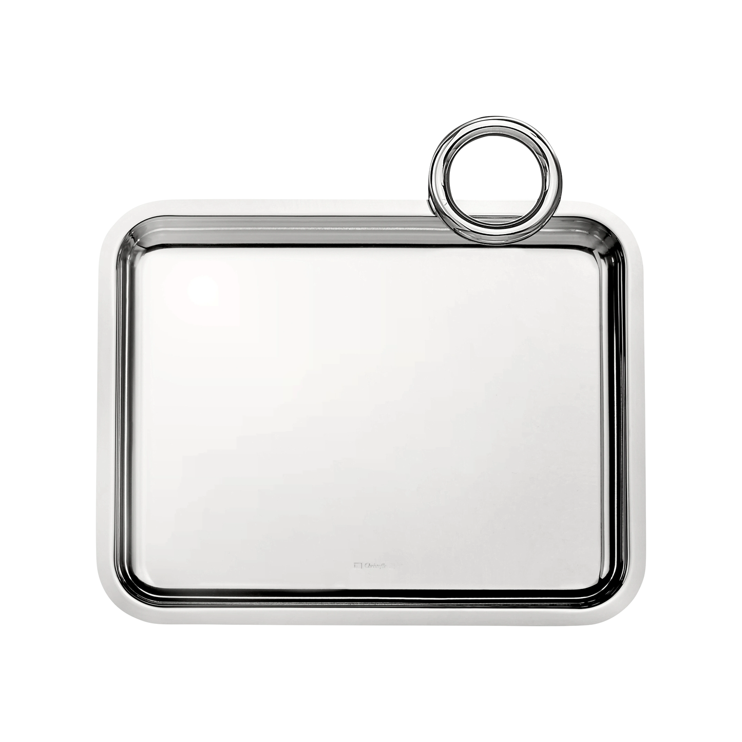 VERTIGO Silver-Plated Rectangular Tray with 1 Handle - 20 x 16 cm