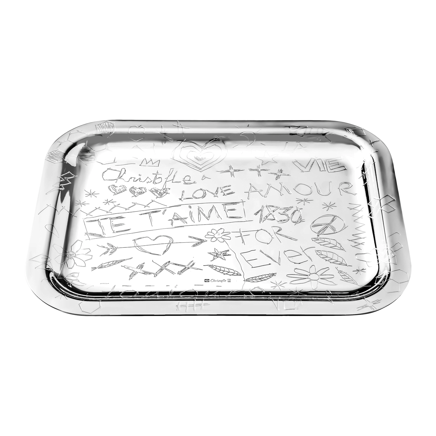 GRAFFITI Silver-Plated Rectangular Tray - 26 x 20 cm