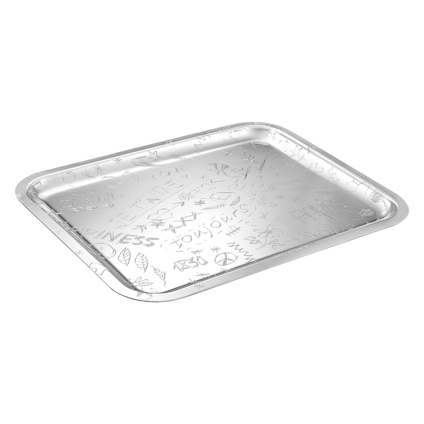 GRAFFITI Silver-Plated Rectangular Tray - 36 x 28 cm