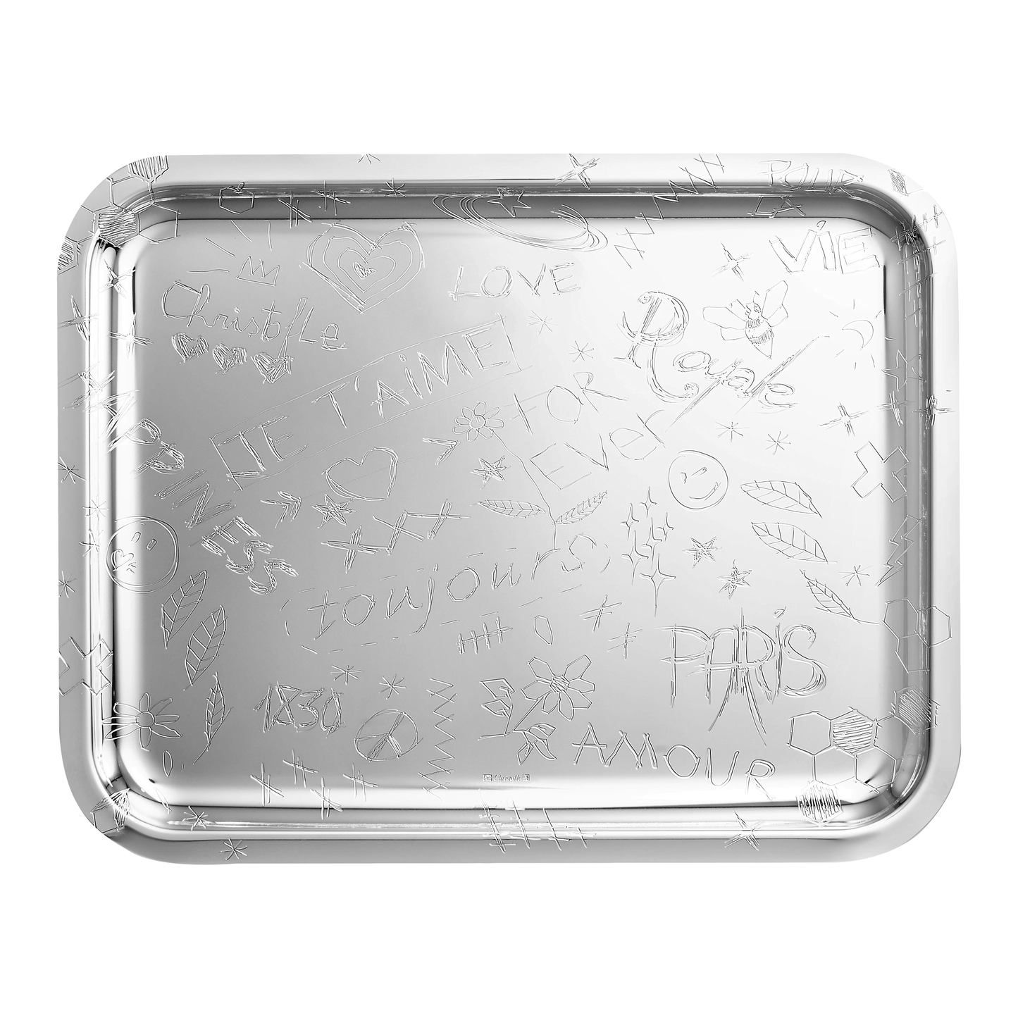 GRAFFITI Silver-Plated Rectangular Tray - 36 x 28 cm