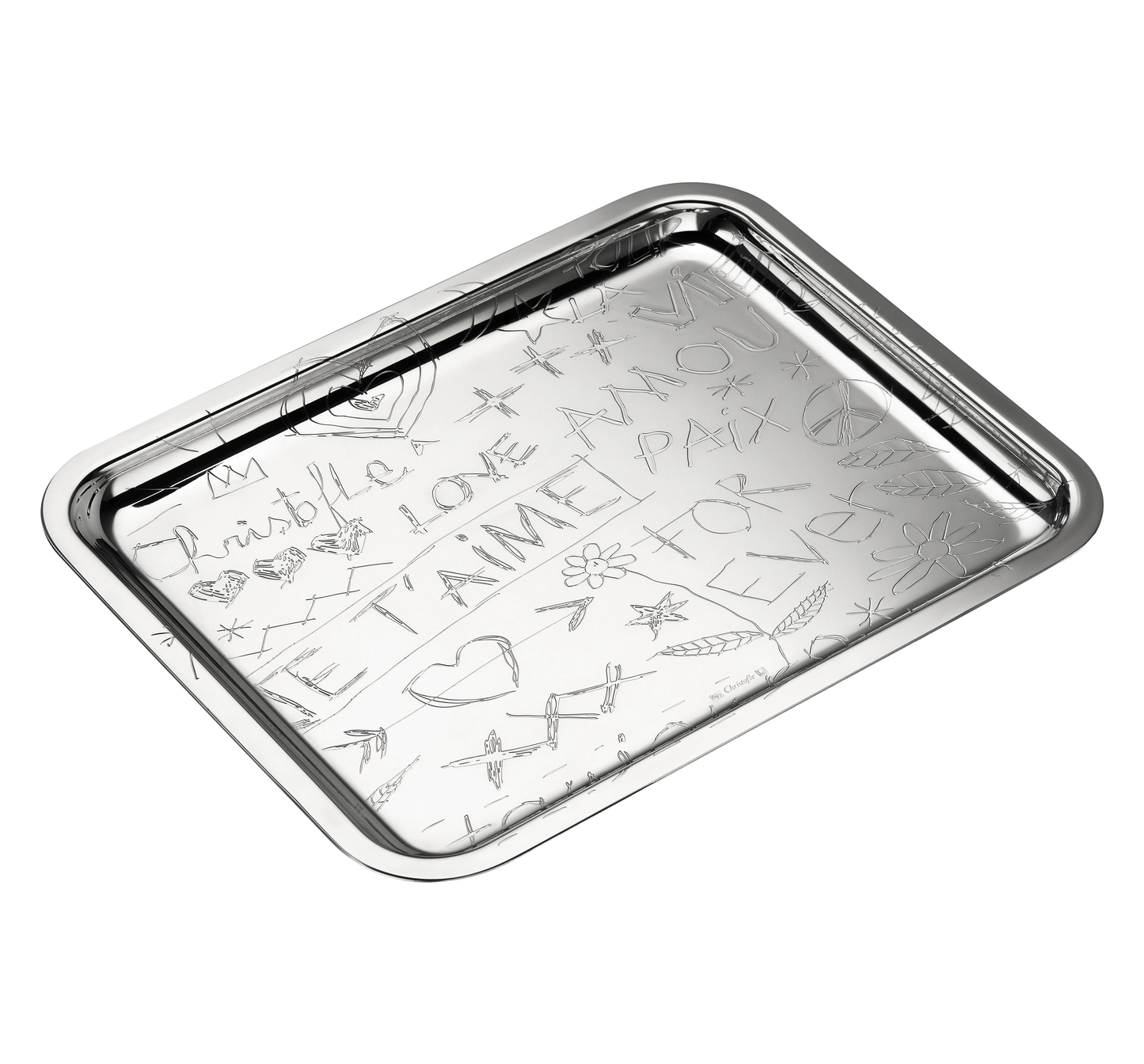GRAFFITI Silver-Plated Tray - 20 x 16 cm