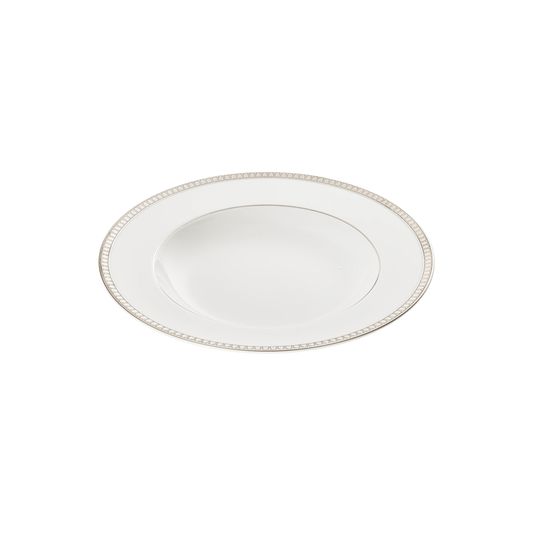 MALMAISON Porcelain Rimmed Soup Bowl Platinum Finish