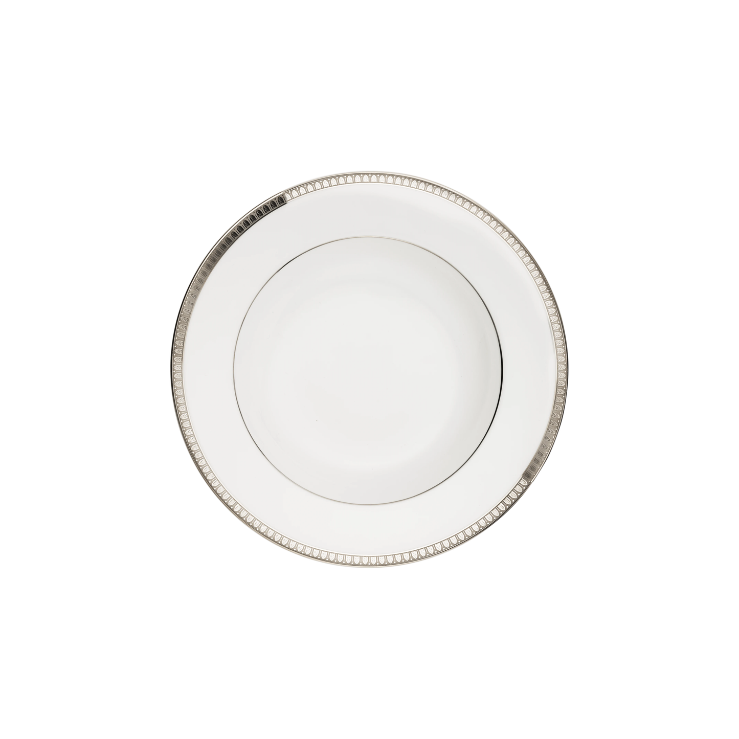 MALMAISON Porcelain Rimmed Soup Bowl Platinum Finish