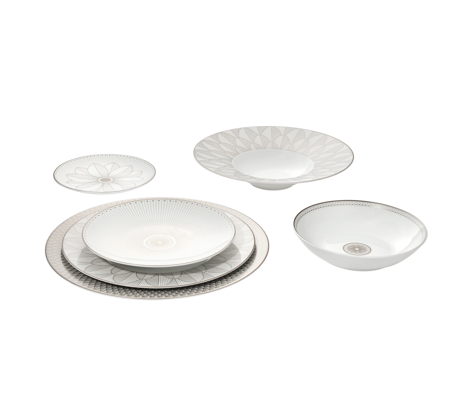 MALMAISON IMPÉRIALE Porcelain Soup Cereal Bowl Platinum Finish