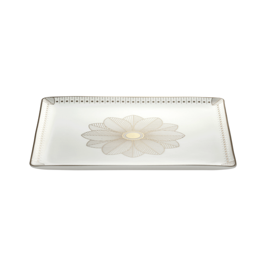 MALMAISON IMPÉRIALE Rectangular Porcelain Tray Platinum Finish Bakhache Lifestyle Australia