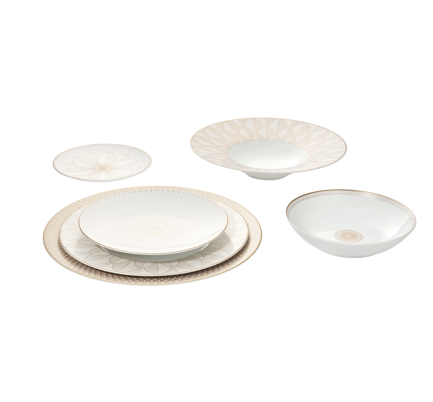MALMAISON IMPÉRIALE Porcelain Large Rim Plate Gold Finish