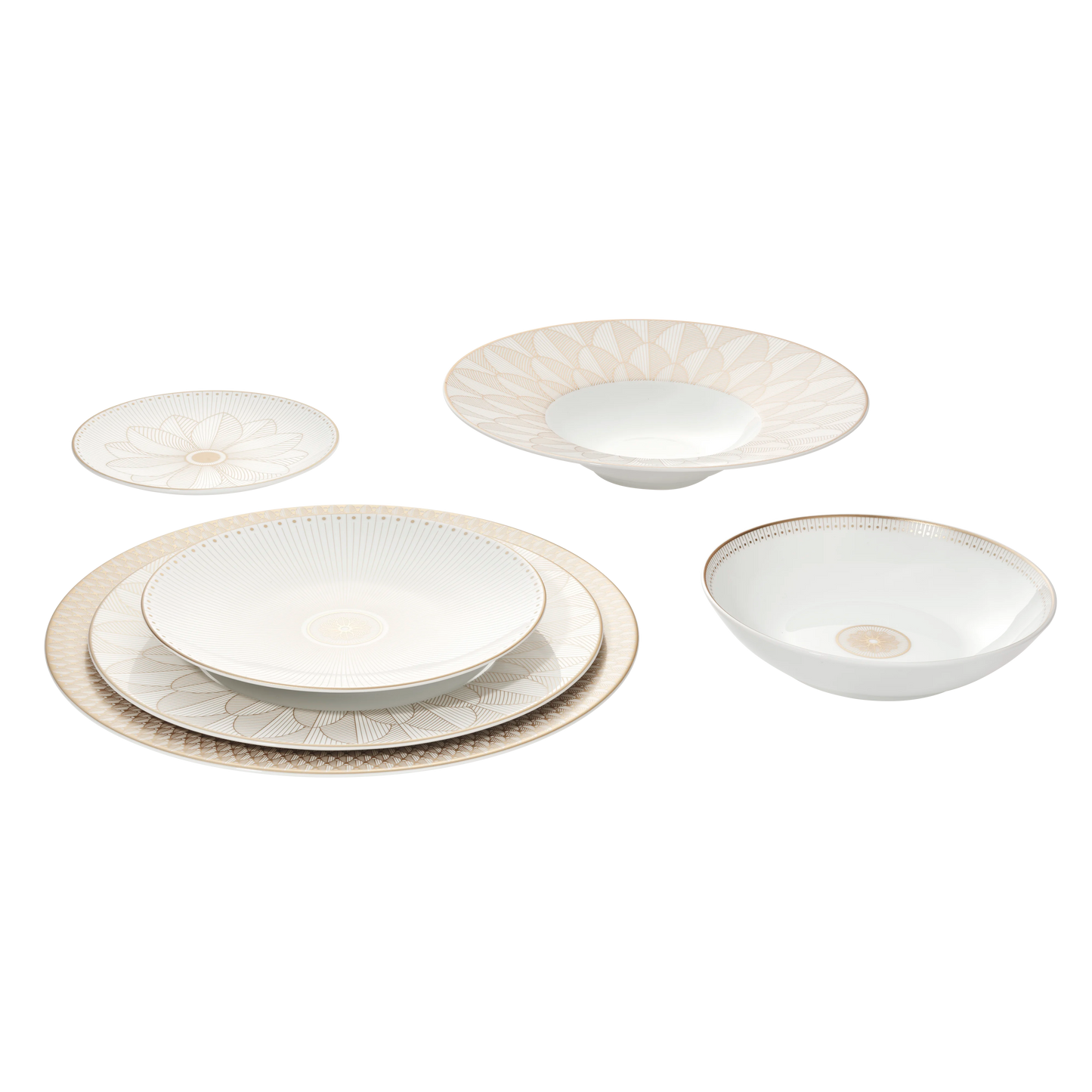 MALMAISON IMPÉRIALE Porcelain Large Rim Plate Platinum Finish