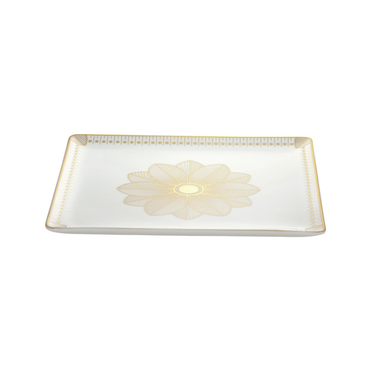 MALMAISON IMPÉRIALE Rectangular Porcelain Tray Gold Finish Bakhache Lifestyle Australia
