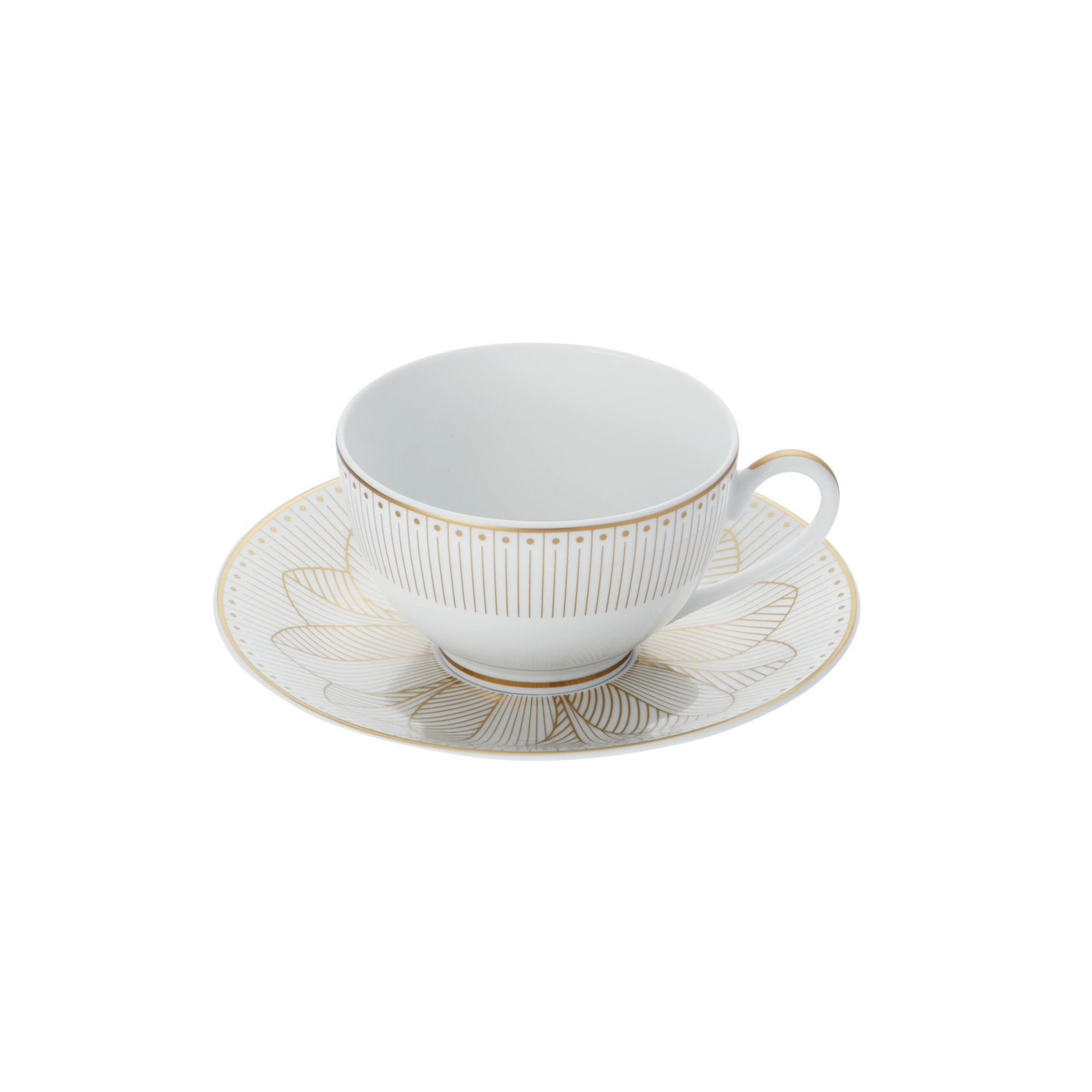 MALMAISON IMPERIALE Set of 2 Porcelain Tea Cup and Saucers Gold Finish