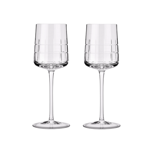 GRAPHIK Pair of Crystal White Wine Glasses Bakhache Lifestyle Australia