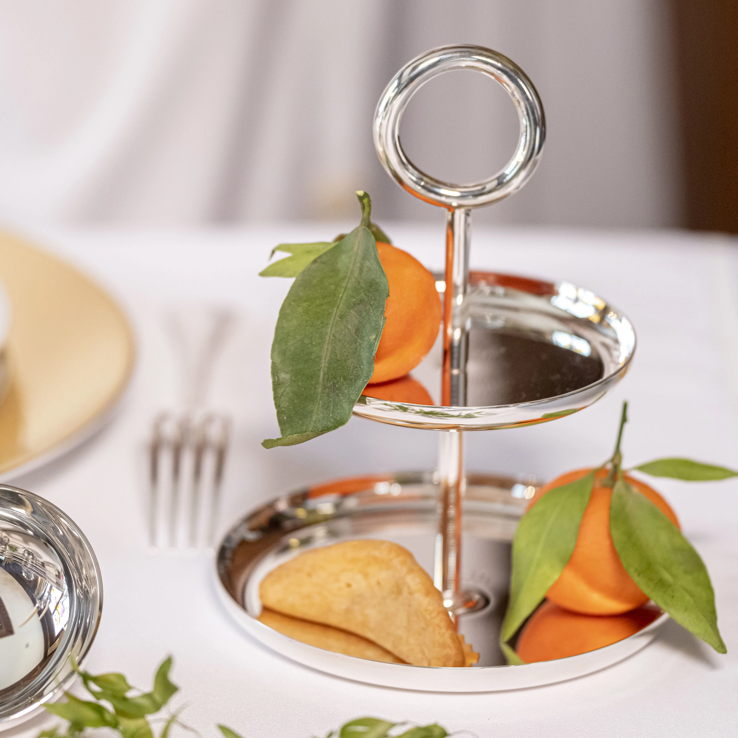 VERTIGO 2-Tier Silver-Plated Dessert Stand