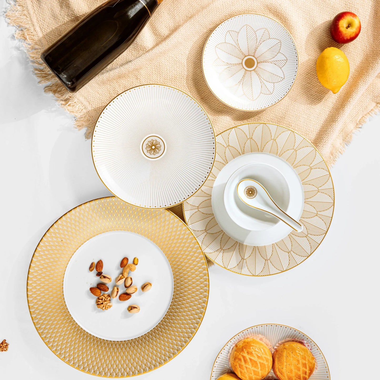 MALMAISON IMPÉRIALE Porcelain Bread Plate Gold Finish