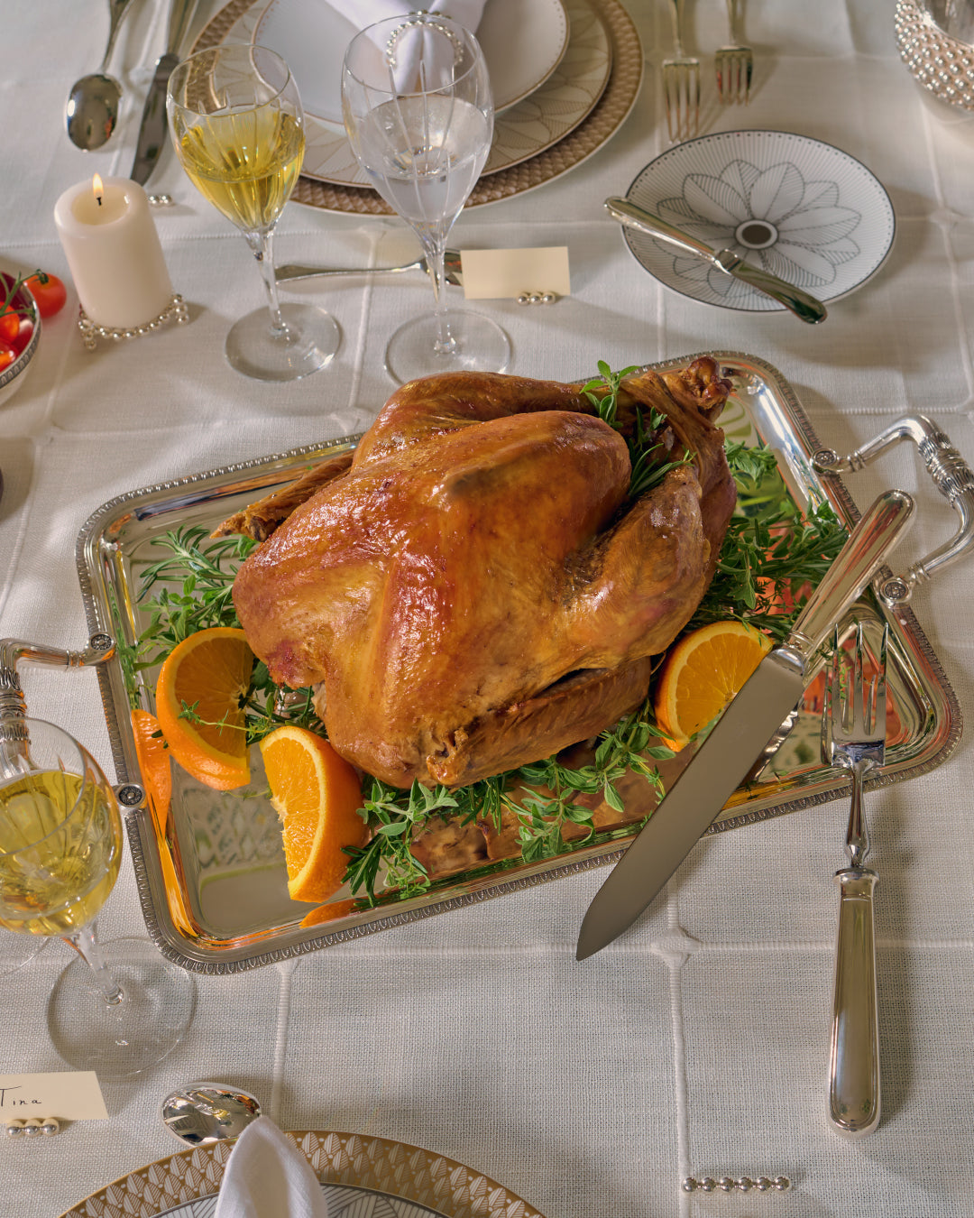 MALMAISON Silver Plated Tray with Handles 43 x 31 cm