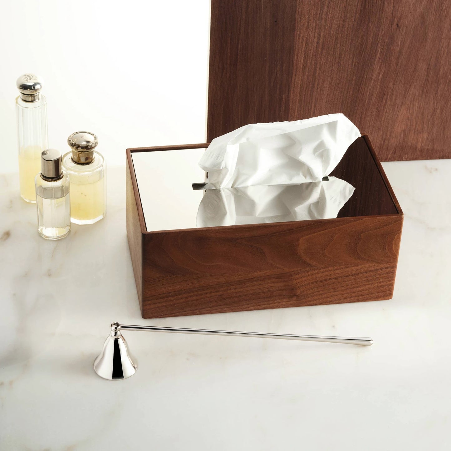 UNI Walnut and Steel Tissue Box