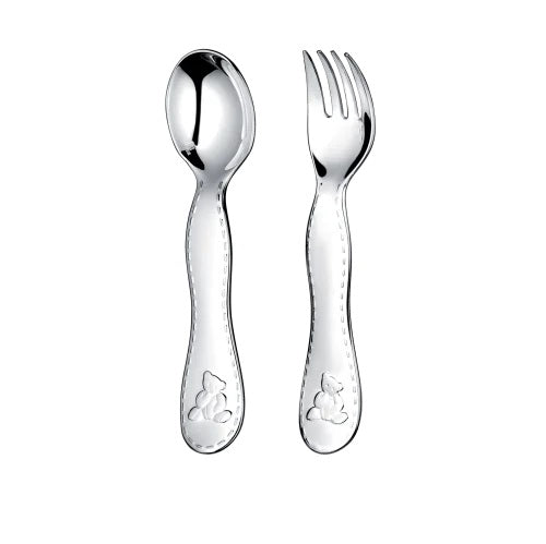 CHARLIE BEAR Two-Piece Silver-Plated Baby Flatware Set with Chest Bakhache Lifestyle Australia