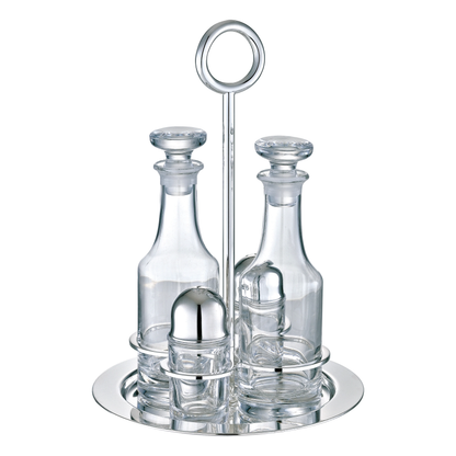 VERTIGO Silver-Plated Oil and Vinegar Cruet Set with Stand