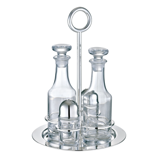 VERTIGO Silver-Plated Oil and Vinegar Cruet Set with Stand Bakhache Lifestyle Australia