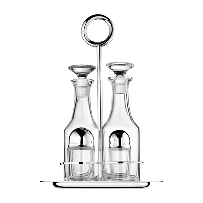 VERTIGO Silver-Plated Oil and Vinegar Cruet Set with Stand