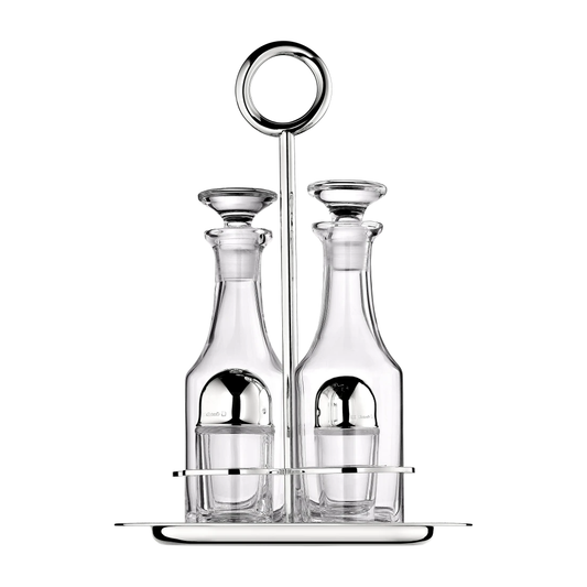 VERTIGO Silver-Plated Oil and Vinegar Cruet Set with Stand Bakhache Lifestyle Australia