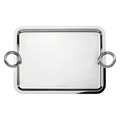 VERTIGO Silver-Plated Rectangular Tray with 2 Handles - 43 x 31 cm