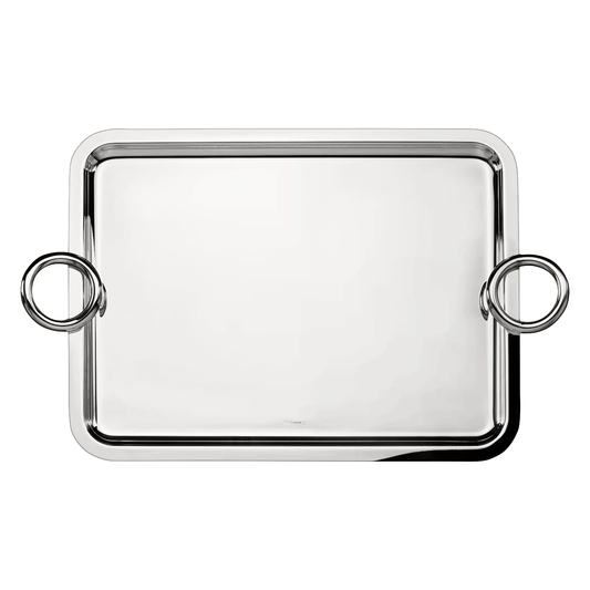 VERTIGO Silver-Plated Rectangular Tray with 2 Handles - 43 x 31 cm Bakhache Lifestyle Australia