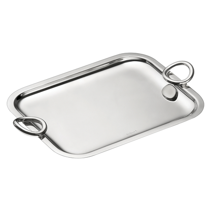 VERTIGO Silver-Plated Rectangular Tray with Handles - 26 x 20 cm