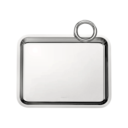 VERTIGO Silver-Plated Rectangular Tray with 1 Handle - 20 x 16 cm