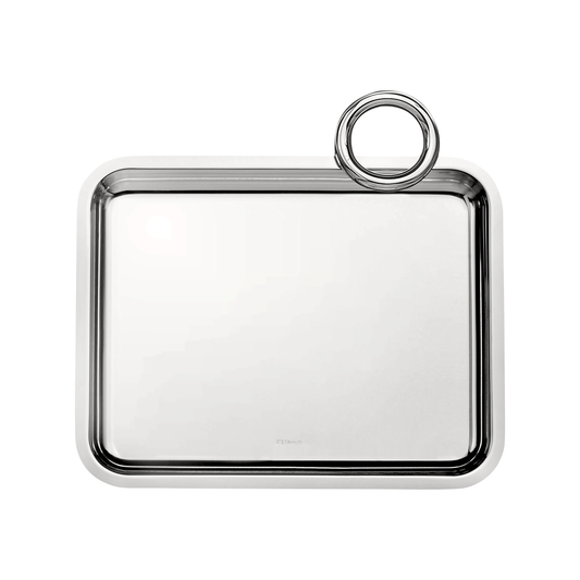 VERTIGO Silver-Plated Rectangular Tray with 1 Handle - 20 x 16 cm Bakhache Lifestyle Australia