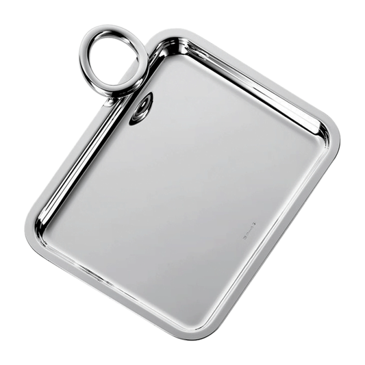 VERTIGO Silver-Plated Rectangular Tray with 1 Handle - 20 x 16 cm Bakhache Lifestyle Australia