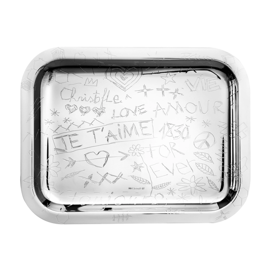 GRAFFITI Silver-Plated Rectangular Tray - 26 x 20 cm Bakhache Lifestyle Australia