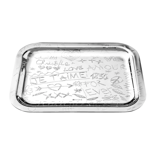 GRAFFITI Silver-Plated Rectangular Tray - 26 x 20 cm Bakhache Lifestyle Australia