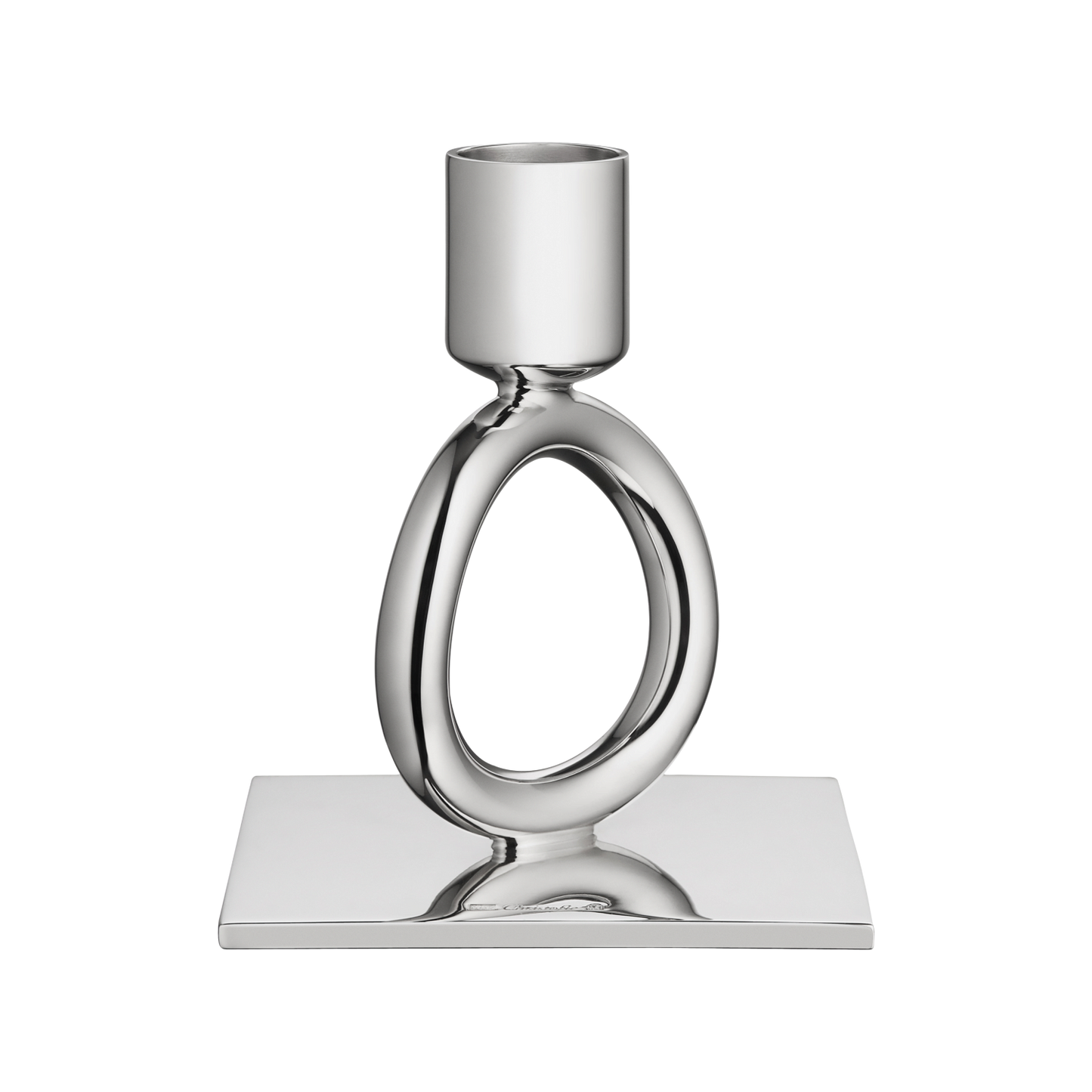 VERTIGO Silver-Plated Single-Ring Candlestick Holder