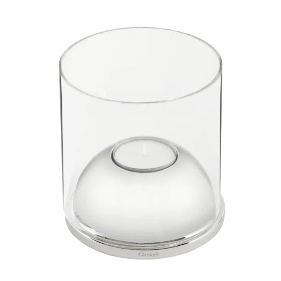 OH DE CHRISTOFLE Small Stainless Steel & Glass Hurricane
