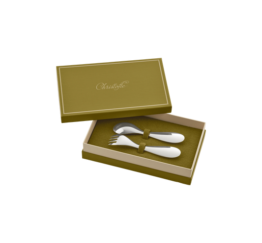 TALISMAN Silver plated Baby Spoon & Fork Set - Ice Blue Bakhache Lifestyle Australia