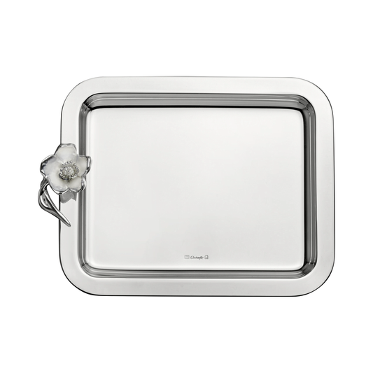 ANEMONE Small Silver-Plated Rectangular Tray - 20 x 16 cm