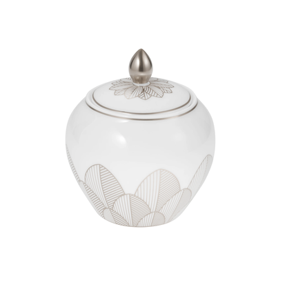 MALMAISON IMPÉRIALE Porcelain Covered Sugar Bowl 30cl Platinum Finish