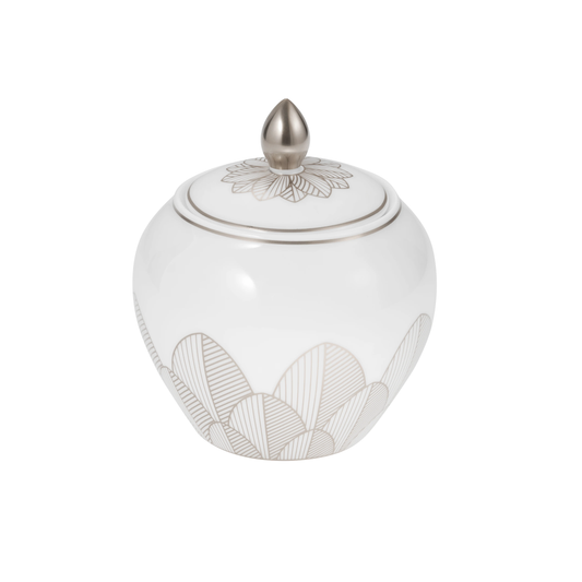 MALMAISON IMPÉRIALE Porcelain Covered Sugar Bowl 30cl Platinum Finish Bakhache Lifestyle Australia