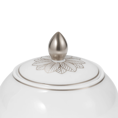 MALMAISON IMPÉRIALE Porcelain Covered Sugar Bowl 30cl Platinum Finish