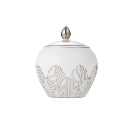 MALMAISON IMPÉRIALE Porcelain Covered Sugar Bowl 30cl Platinum Finish Bakhache Lifestyle Australia