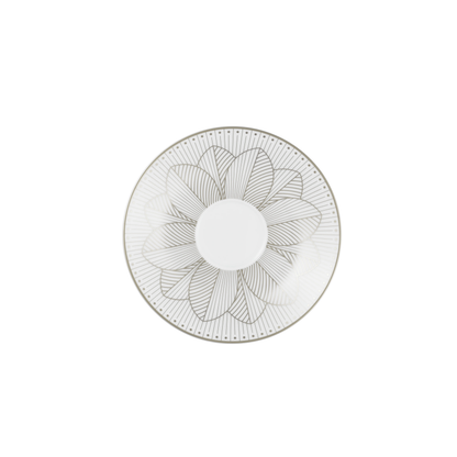 MALMAISON IMPÉRIALE Set of 2 Porcelain Tea Cup and Saucers Platinum Finish