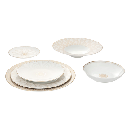 MALMAISON IMPÉRIALE Porcelain Large Rim Plate Platinum Finish