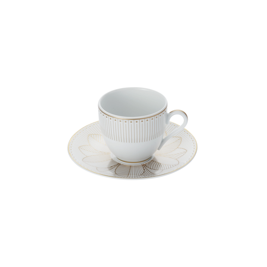 MALMAISON IMPERIALE Set of 2 Porcelain Coffee Cup and Saucers Gold Finish Bakhache Lifestyle Australia