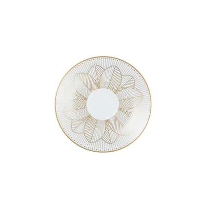 MALMAISON IMPERIALE Set of 2 Porcelain Tea Cup and Saucers Gold Finish