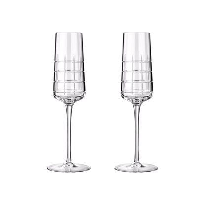 GRAPHIK Set of 2 Crystal Champagne Flutes