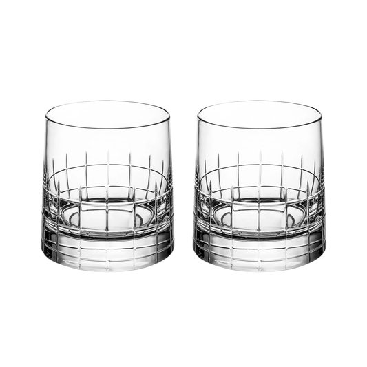 GRAPHIK Set of 2 Crystal Double Old Fashioned Glasses Bakhache Lifestyle Australia