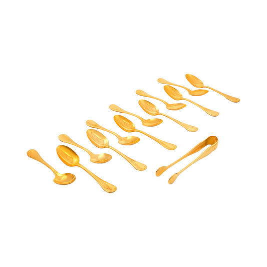 Christofle Set of 12 Gilded Mocha Spoons and a Sugar Tong Bakhache Lifestyle Australia