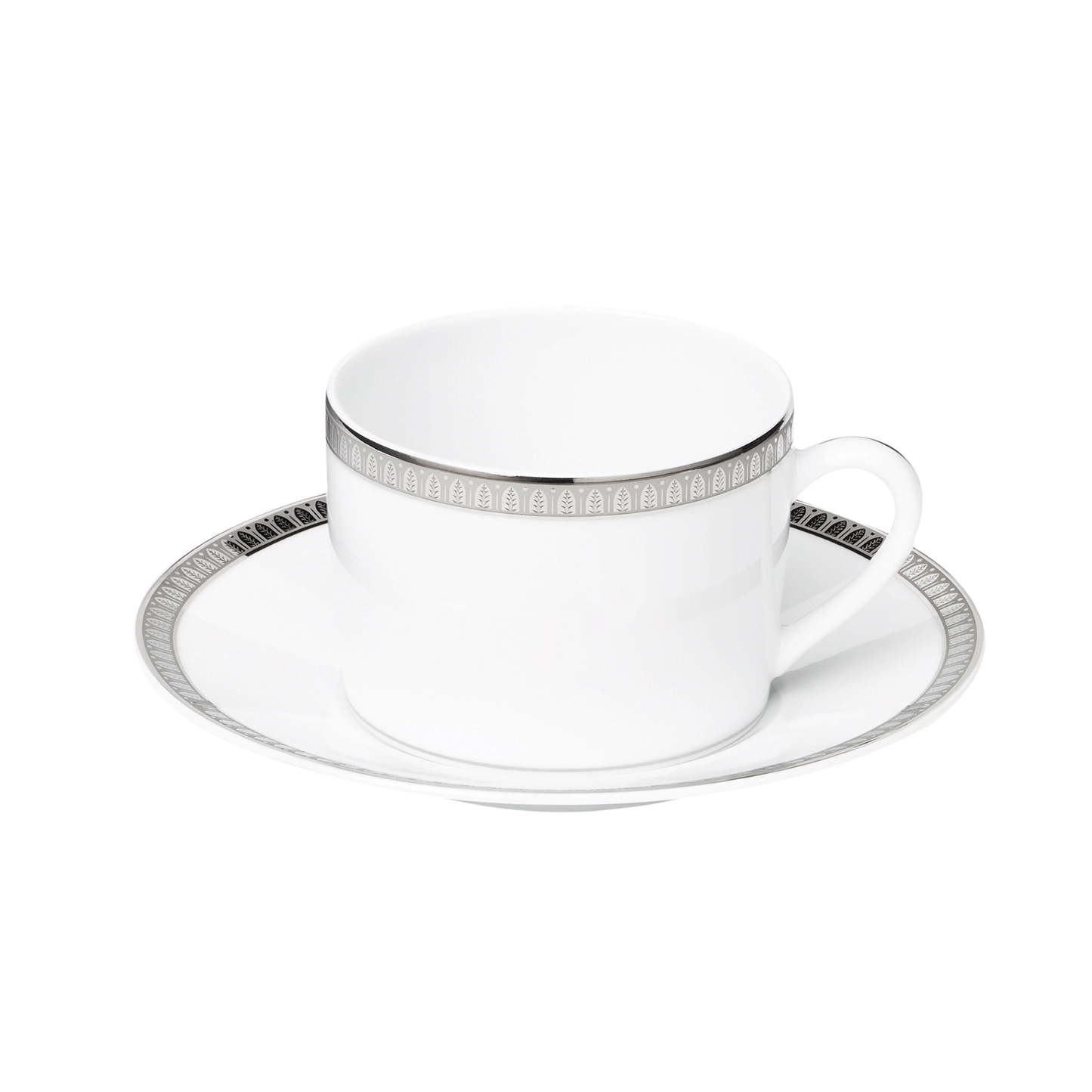 MALMAISON Porcelain Tea Cup and Saucer Platinum Finish