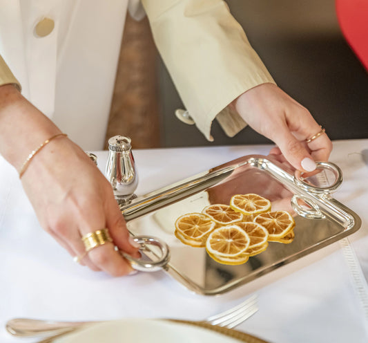 VERTIGO Silver-Plated Rectangular Tray with Handles - 20 x 16 cm Bakhache Lifestyle Australia
